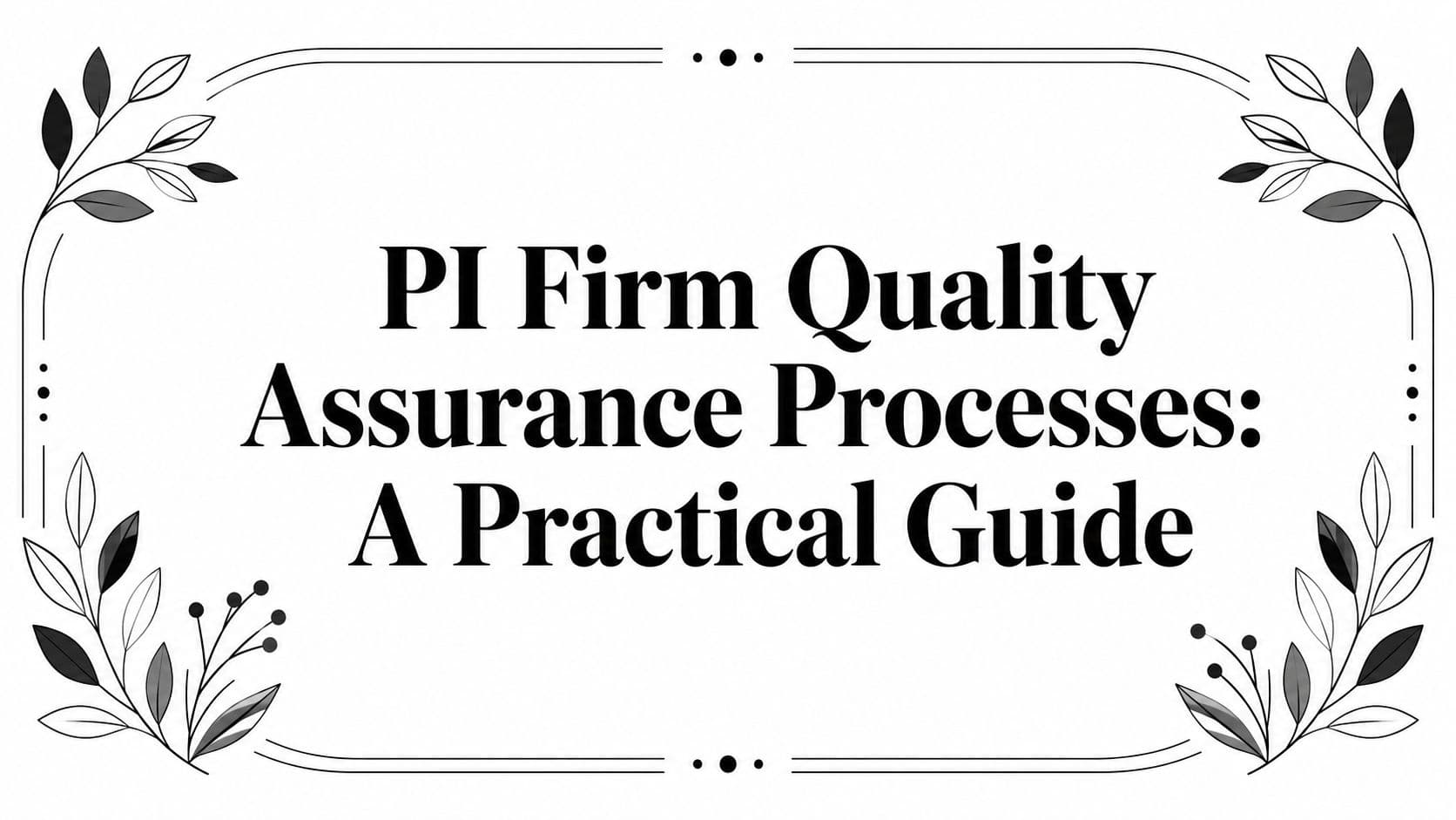 PI Firm Quality Assurance Processes: A Practical Guide